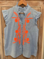 Frill neck shirt