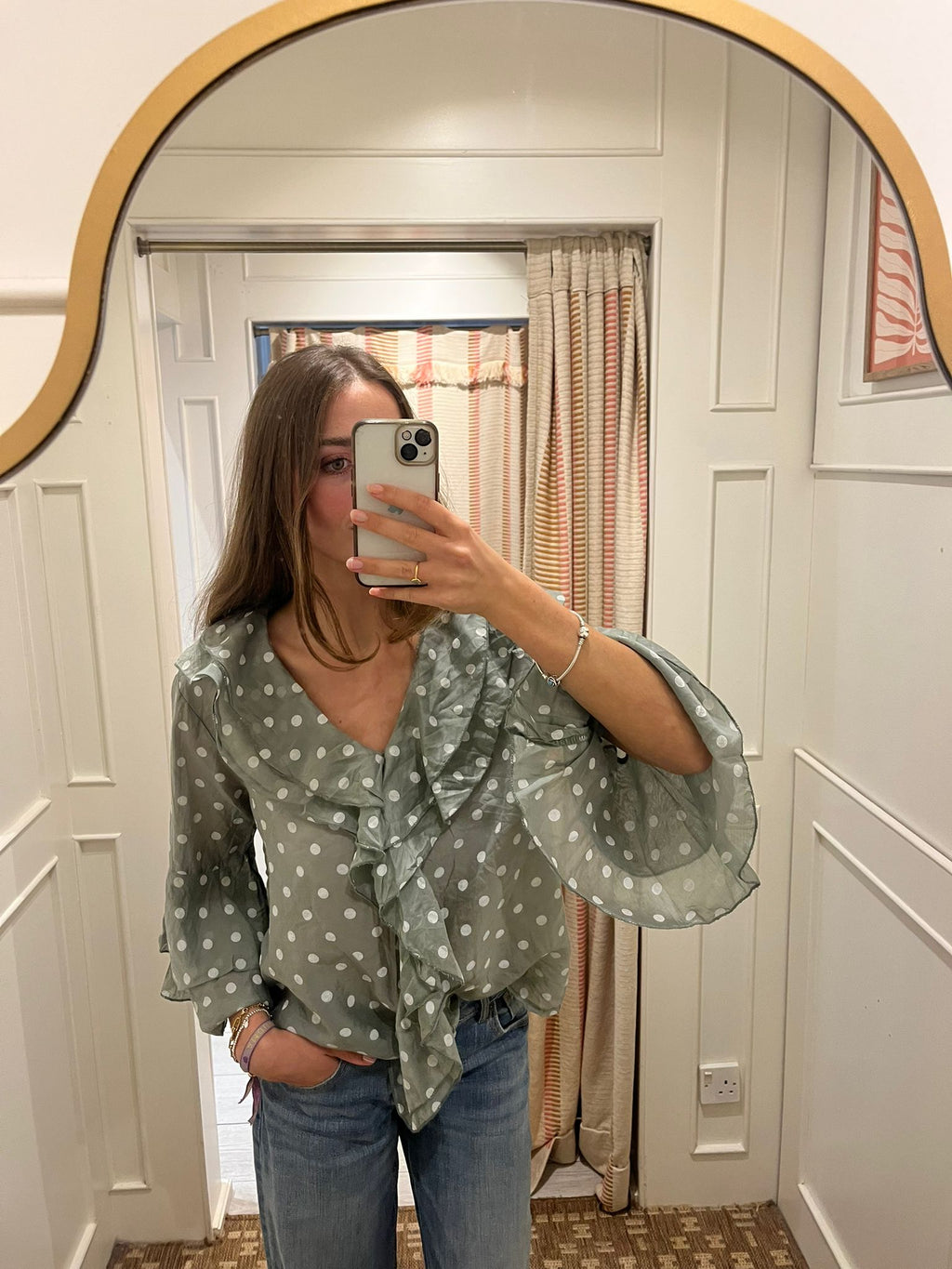 Spotty frill top