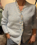 Pale Blue floral trim cardigan