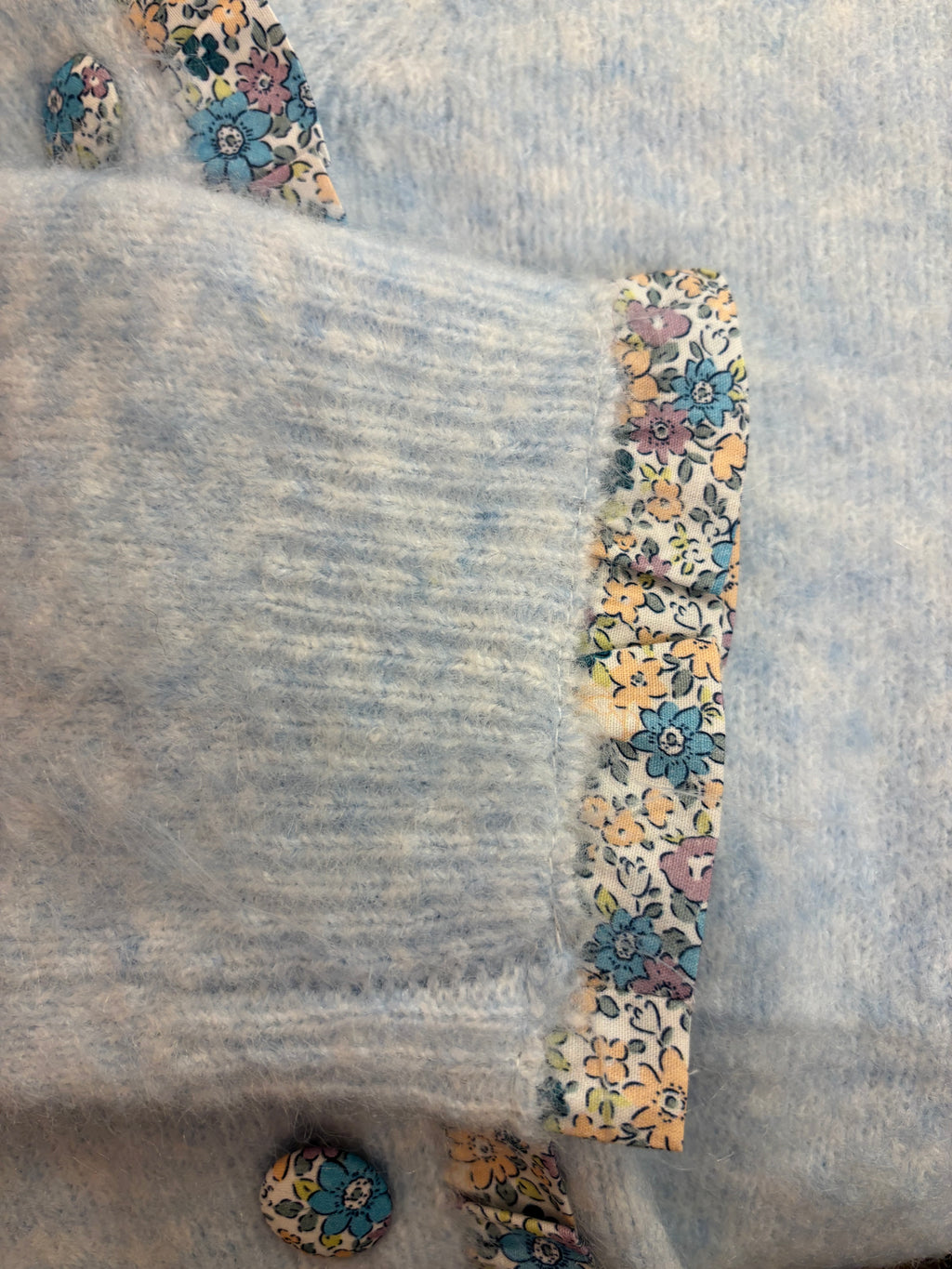 Pale Blue floral trim cardigan