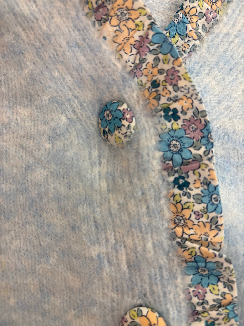 Pale Blue floral trim cardigan
