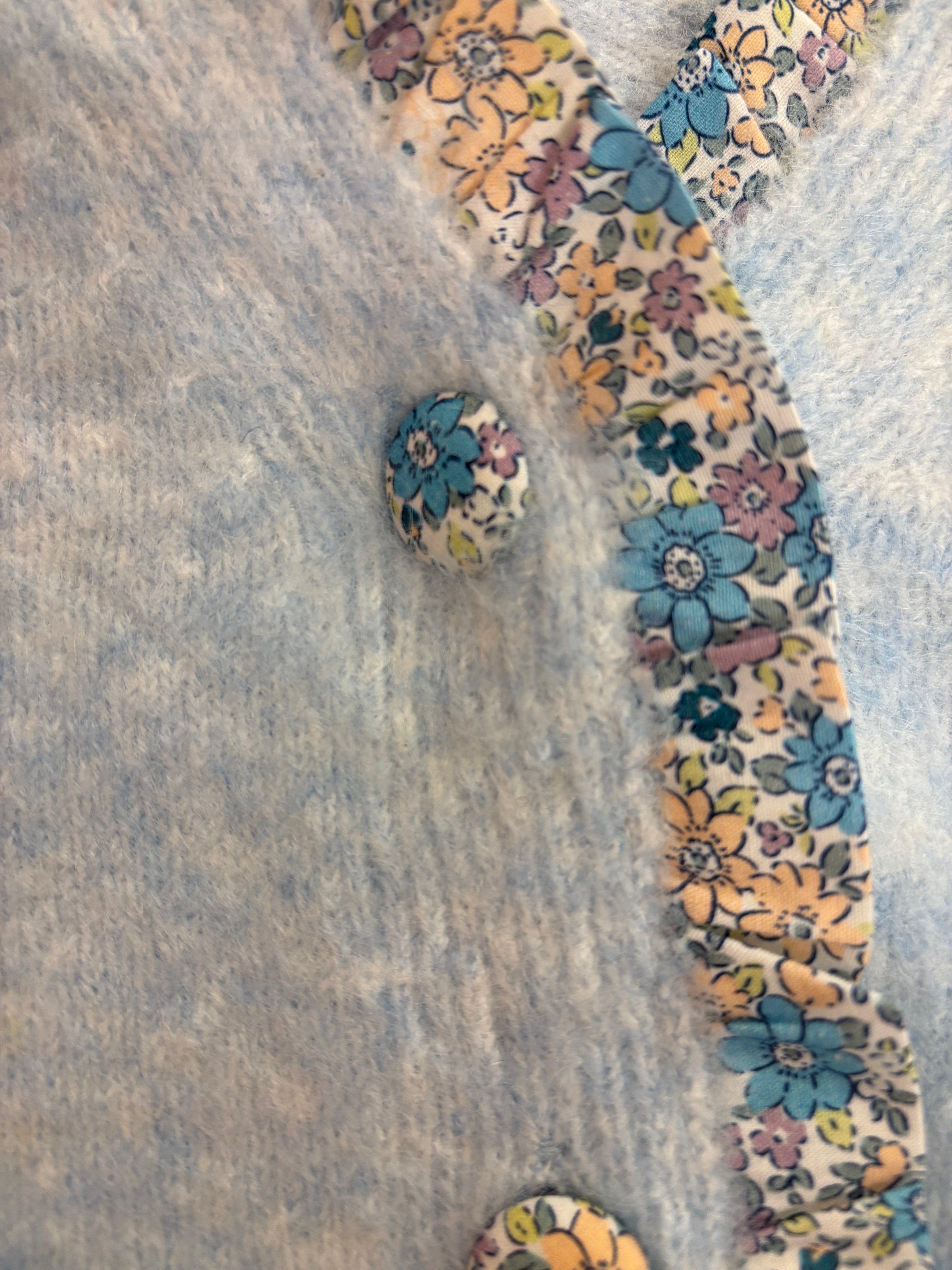 Pale Blue floral trim cardigan