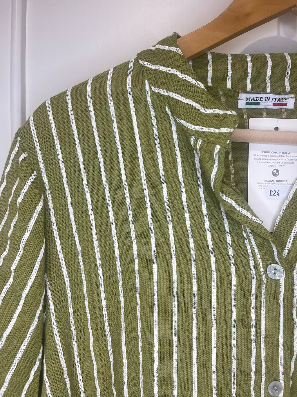 Cotton stripe shirt Chartreuse