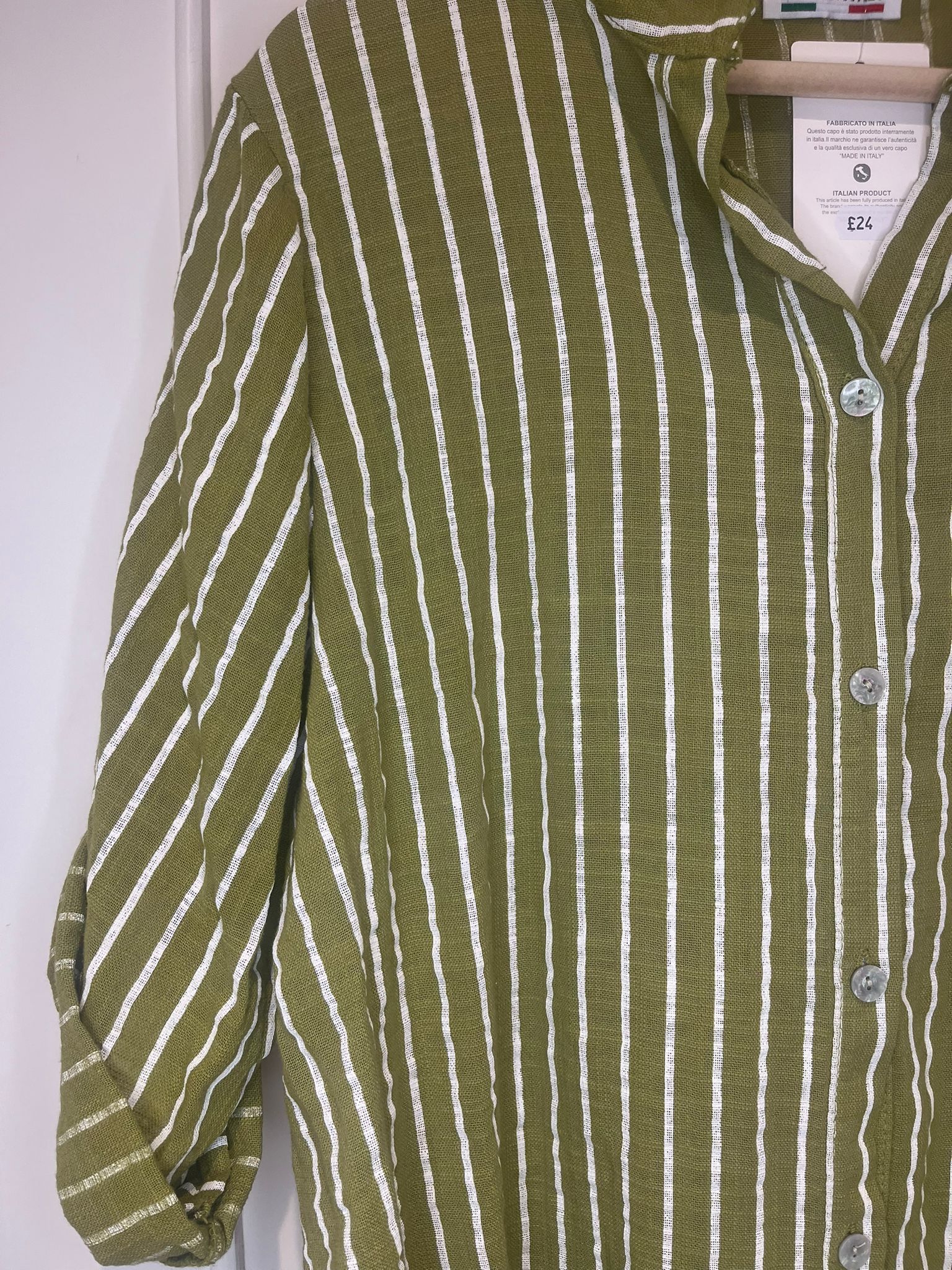 Cotton stripe shirt Chartreuse