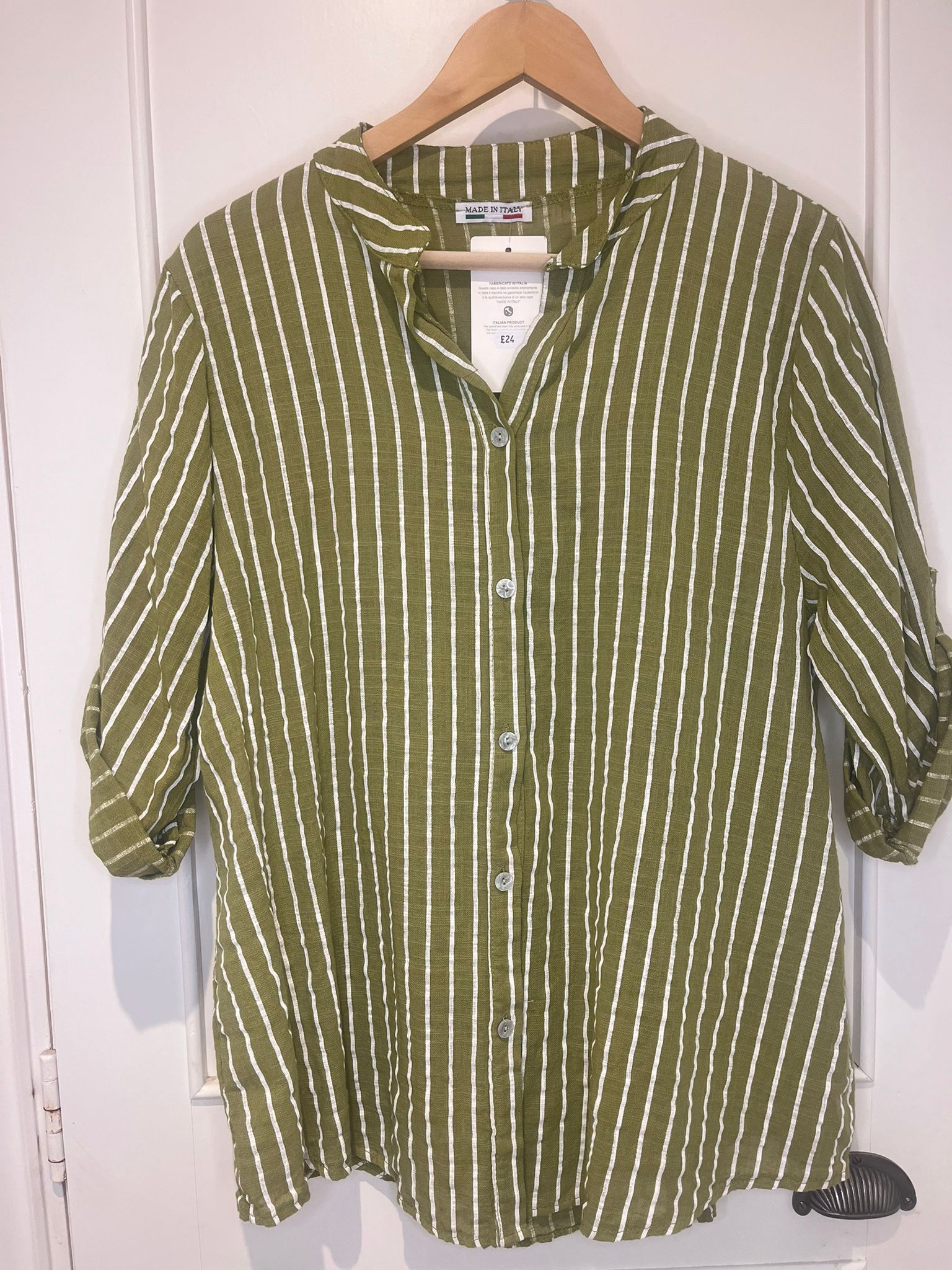 Cotton stripe shirt Chartreuse