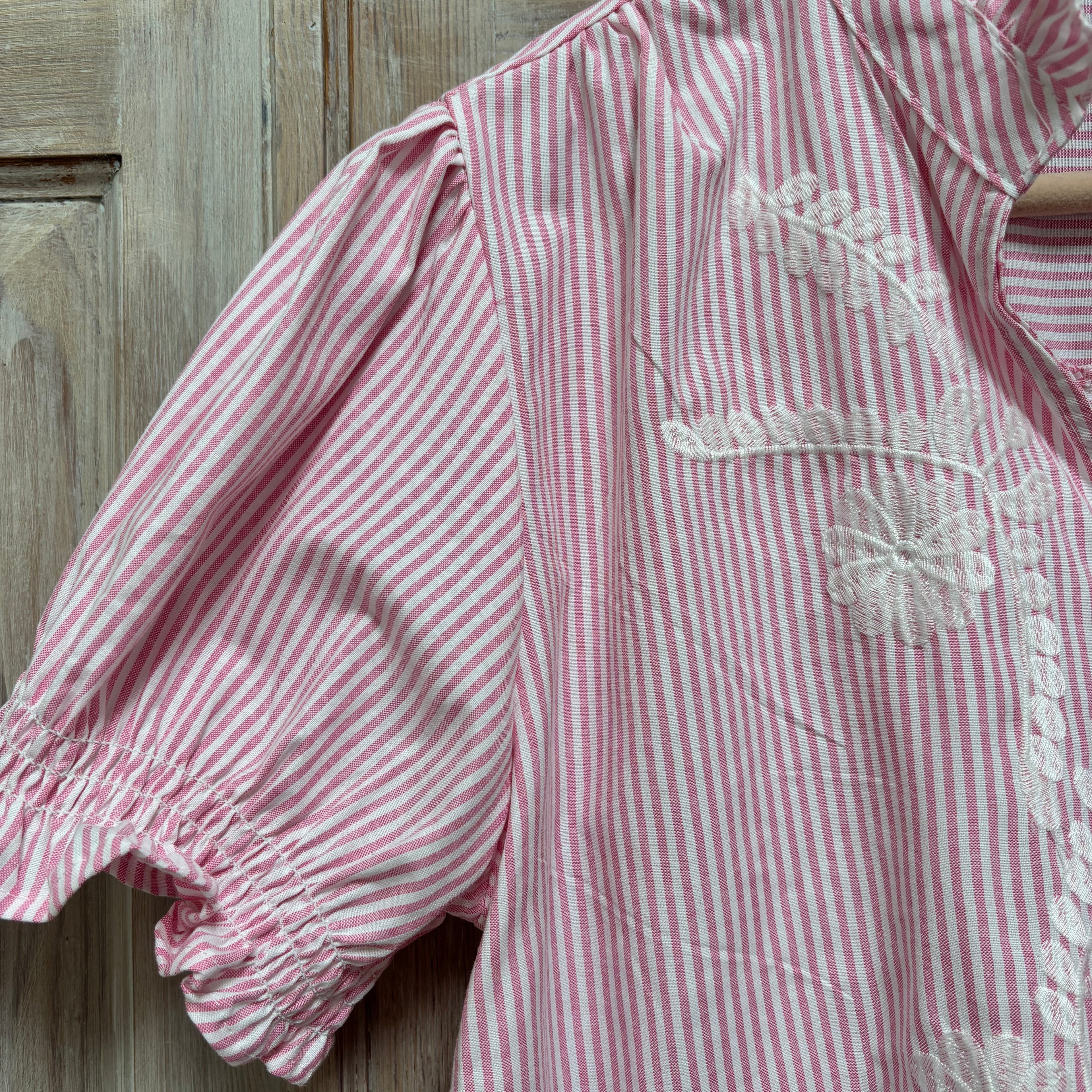 Frill neck embroidered shirt