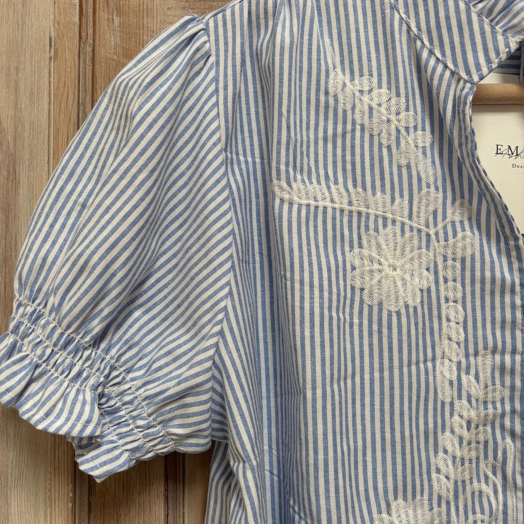 Frill neck embroidered shirt