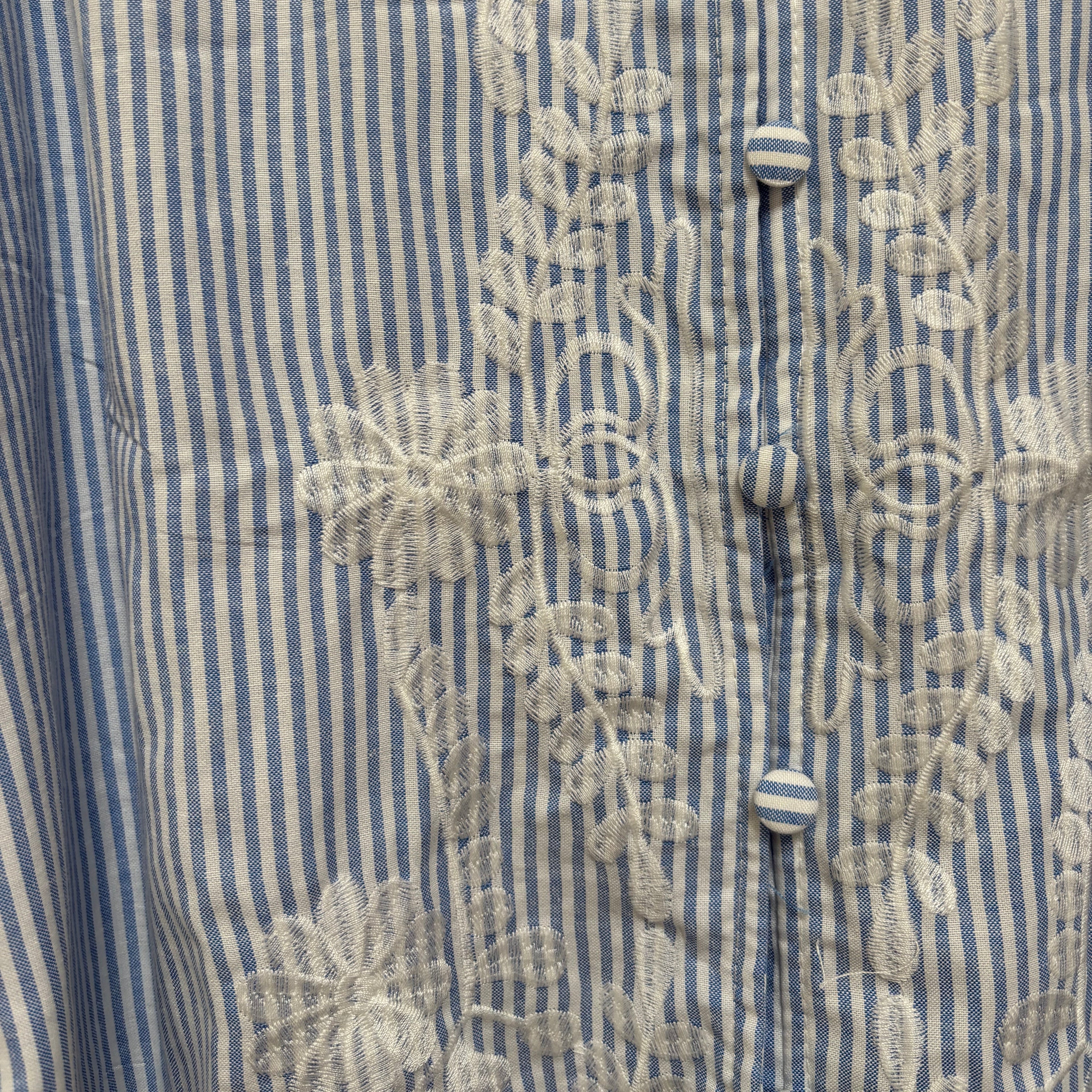 Frill neck embroidered shirt