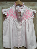 Frill neck shirt with Embroidery detail