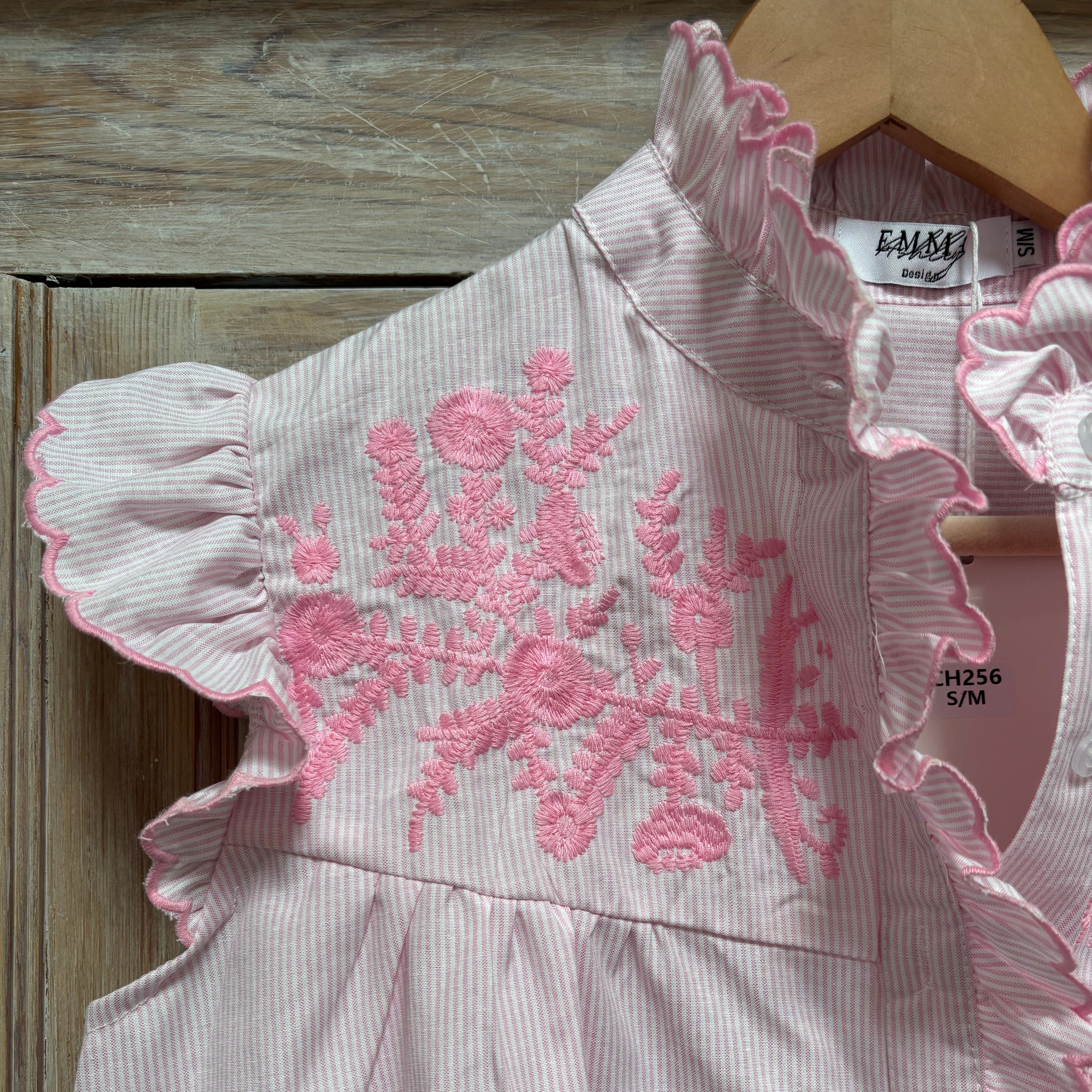 Frill neck shirt with Embroidery detail
