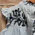 Frill neck shirt with Embroidery detail