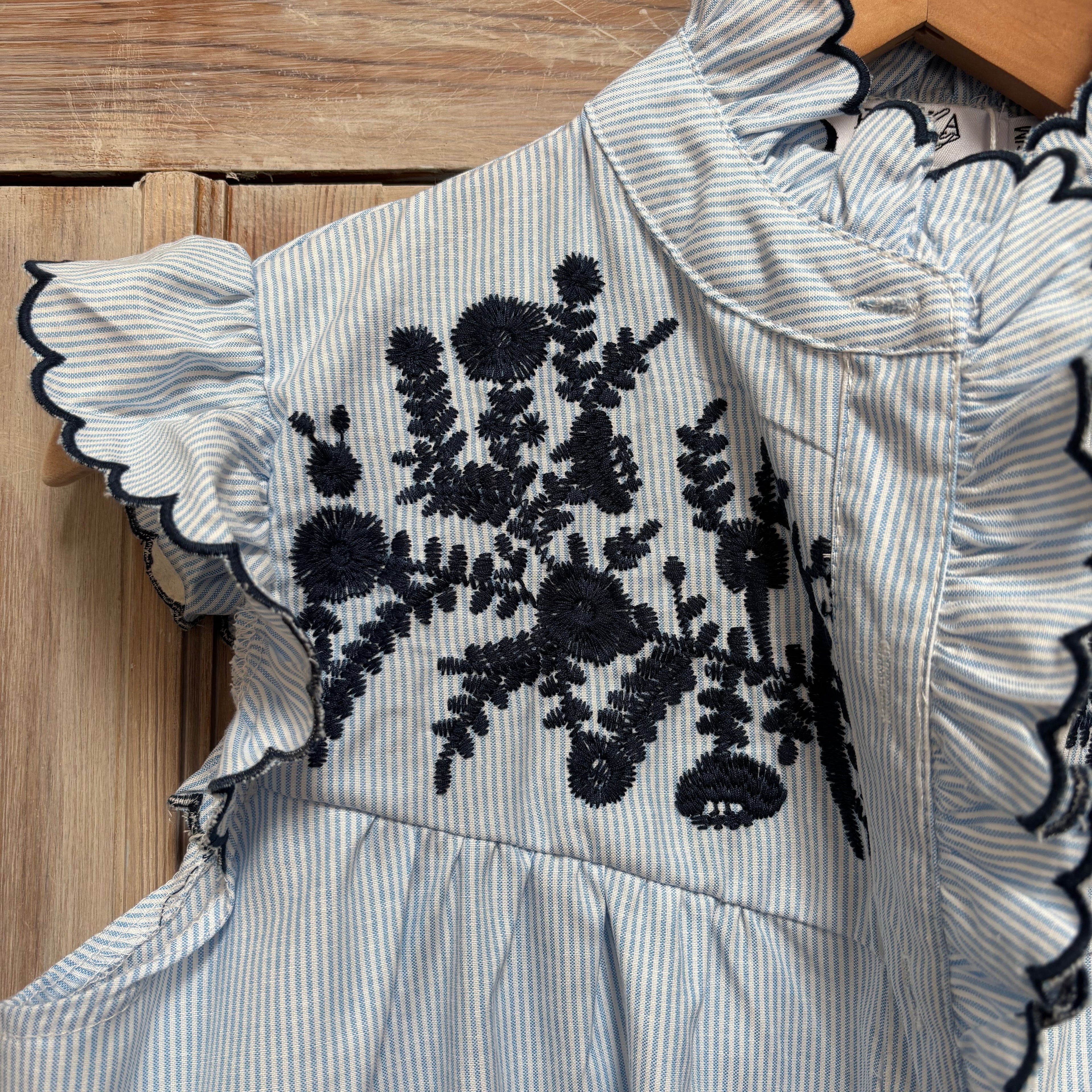 Frill neck shirt with Embroidery detail
