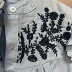 Frill neck shirt with Embroidery detail