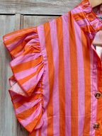 Frill neck wide stripe shirt