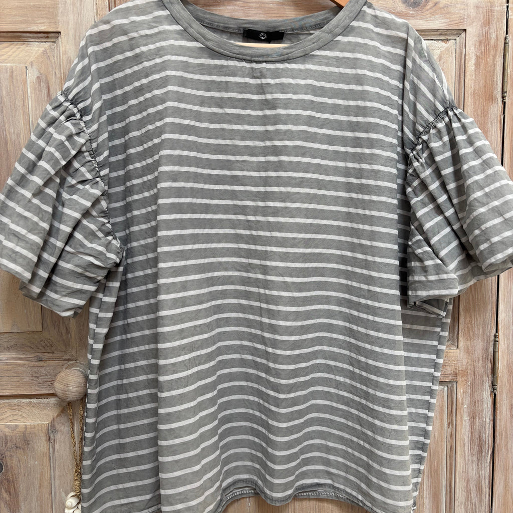 Stipe puff sleeve tee