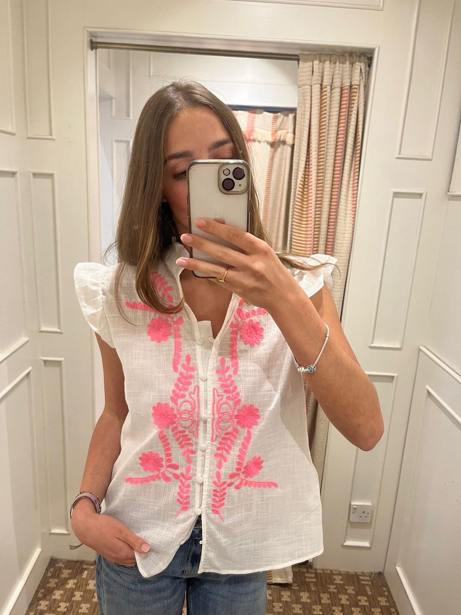 Frill neck shirt