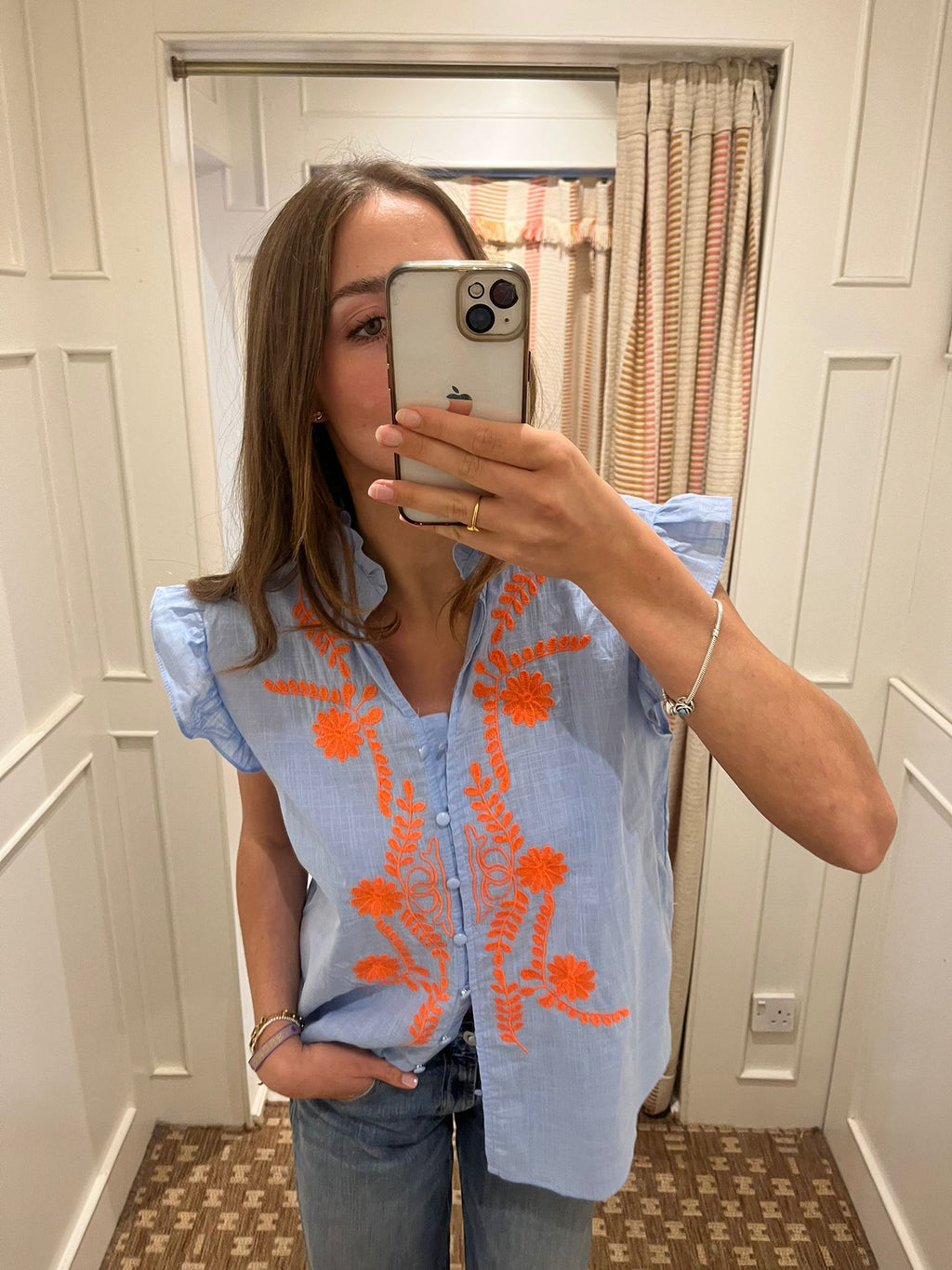 Frill neck shirt