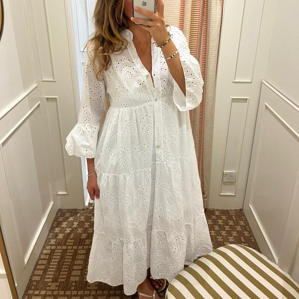 White Anglaise effect dress