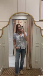 Frill neck embroidered shirt
